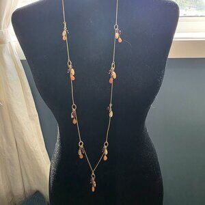 Coldwater Creek Gold Necklace with Red and Amber Accents